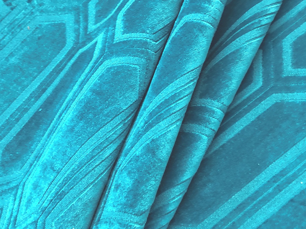 Richloom Arkdale color Teal cut velvet upholstery fabric