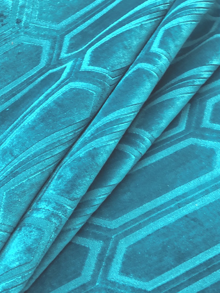 Richloom Arkdale color Teal cut velvet upholstery fabric