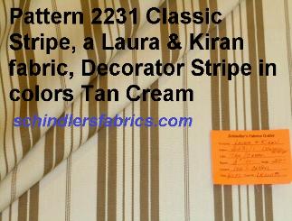Laura & Kiran Pattern 2231 Classic Stripe fabric, Decorator Stripe in colors Tan Cream