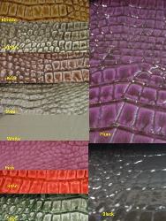 Pattern Allie, Vinyl exotic imitation alligator in designer colors, for home and commercial furniture upholstering, booths and benches, Colors Blonde, Suede, Briar, Steel, White, Pink, Rose, Sage, Plum, Black