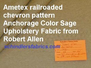 Ametex railroaded chevron pattern Anchorage Color Sage Upholstery Fabric from Robert Allen