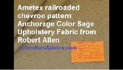 Click for video and image page of Ametex railroaded chevron pattern Anchorage Color Sage Upholstery Fabric from Robert Allen