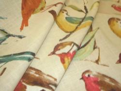Pattern Birdwatcher Multicolor on Cream home decorating fabric