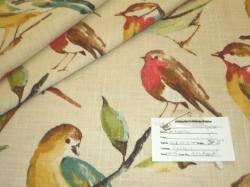 Pattern Birdwatcher Multicolor on Cream home decorating fabric