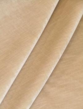 Draped curtain image of plush velvet upholstery fabric Brussels Pearl
