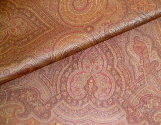 Closeup folded image of woven paisley pattern Carlisle in color Autumn, Decorating Fabric