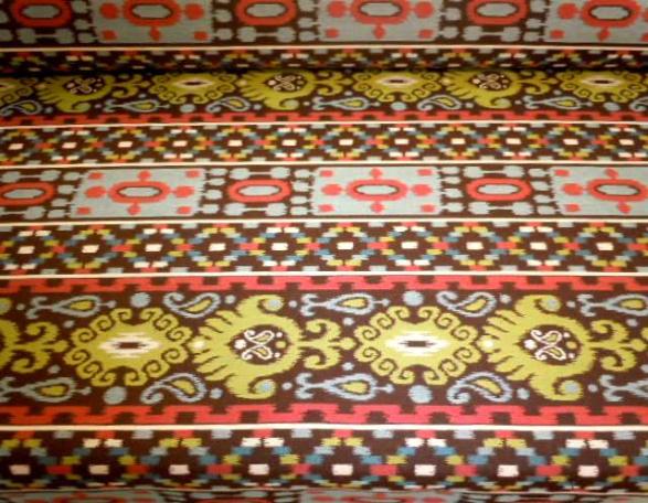 Pattern Casablanca in Color Brown Upholstery Fabric on cutting table