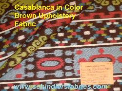Schindler's Fabrics Shop tag for Pattern Casablanca in Color Brown Upholstery Fabric