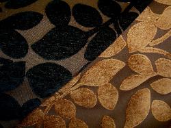 Chenille Leaf Upholstery Fabric Railroaded Pattern Palm Color Black Brown Rust