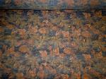 Falling Leaves Color Teal Chenille Upholstery Fabric