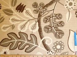 Sample of botanical print on P Kaufmann Fabric's slubby basket, Pattern Chloe, Color Stone