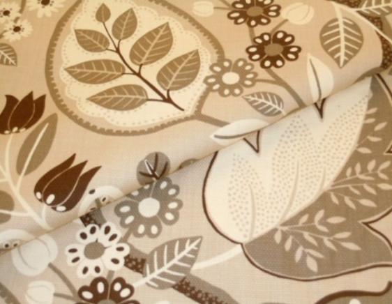 Closeup folded image of floral botanical print on P Kaufmann Fabric's slubby basket, Pattern Chloe, Color Stone 