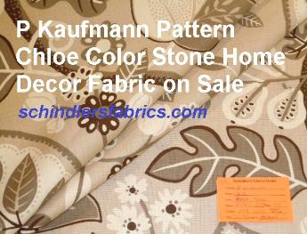 floral botanical print on P Kaufmann Fabric's slubby basket, Pattern Chloe, Color Stone