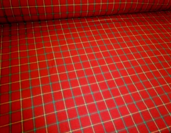 Angled image of cotton fabric Box Plaid in Red, suitable for curtains, pillows, bedding and Decorator, on sale in our Erie islands Design with the Basics Collection