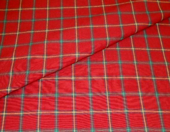Closeup folded image of discounted sale Closeout pattern Laura and Kiran's Box Plaid color Red  
