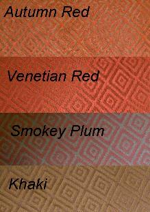 Upholstery fabric in colors Autumn Red, Venetian Red, Smokey Plum or Khaki pattern Laura & Kiran 8104 Diamonds Swatches