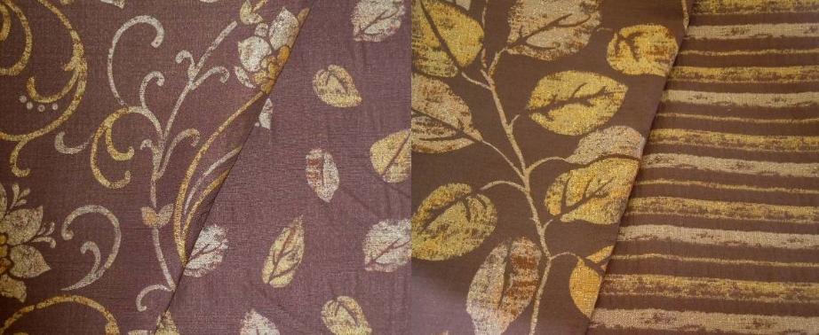 3 Floral Patterns and a railroaded Stripe woven design fabrics,  for interior design, upholstery, Drapery, Bedding, Pillow and Table Covering at Schindlers Fabrics