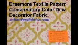 Click for video and image page of floral trellis screen print Braemore Textiles Pattern Conservatory Color Dew