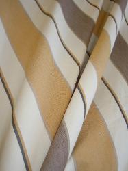 Draped curtain image of Corsica stripe in color Taupe, Gold and Natural