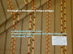 Discount Closeout Indigo Ticking & Climbing Floral Vine Fabric