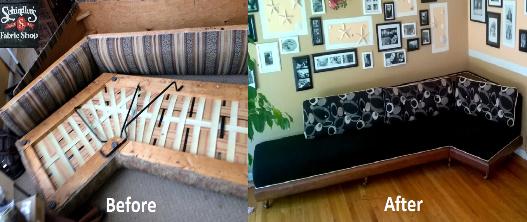 ustom restoration 1960's sofa starting with only a frame - in time for clients' Mad Men Party!