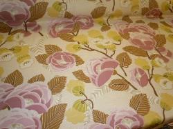 Angled image of floral botanical screen print P Kaufmann Fabric Pattern Deco Diva Color Dusk