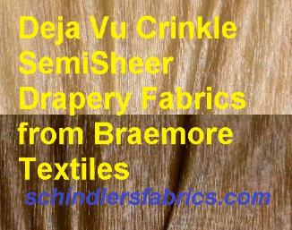 Deja Vu Crinkle SemiSheer Drapery Fabrics from Braemore Textiles for drapery, curtains and window treatments, colors Eclipse and Thunder