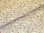 Small Swirl Design woven Upholstery Fabric, taupe on cream, contract commercial quality