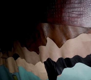 Discounted Closeout Leather Hides for upholstery, from our Erie Islands Fabrics design with the Basics Collections