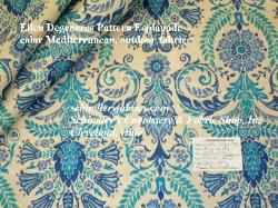 discount Ellen DeGeneres Pattern Esplanade color Mediterranean outdoor fabric vintage floral medallion off-white blues