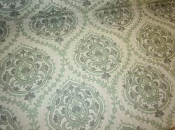 Embroidered Floral Crest Fabric Pattern 14428 Color Mist