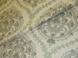 Embroidered Floral Crest Fabric Pattern 14428 Color Mist