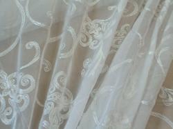 Scroll Embroidery Design Sheer Drapery Fabric