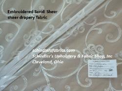 Embroidered Sheer Designer Window Treatment Fabric in White