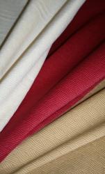 Right draped Erie Islands Fabrics Shogun Basic Solid Colors Natural Cherry Buff Fabric