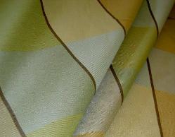 doublewide Polyester Wool Drapery Fabric Pattern Big Check Color Wasabi green yellow tan ivory brown