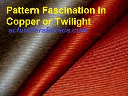 Braemore Pattern Fascination in Copper or Twilight, polyester silk looking drapery fabric for drapery, curtains, other window treatments