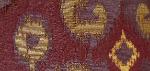 Swatch of Fiorella Color Eggplant Contemporary Ikat Upholstery Fabric