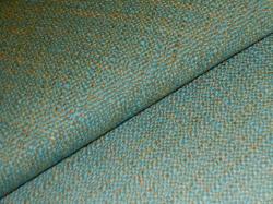 woven tweed design in teal with tan and gold
