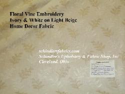 Floral Vine Embroidery Ivory & White on Light Beige