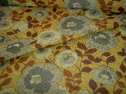 Furniture Upholstering Fabric Upholstery Retro Pattern Flowers Floral Botanical tan brown gray by yard