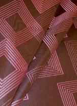 Graphic Square Salmon on Brown stitched geometric art deco design upholstery fabric with backing