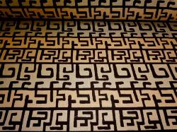 Greek Maze Geometric Design Upholstery Fabric color Black on Tan