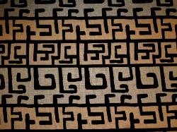 Greek Maze Geometric Design Upholstery Fabric color Black on Tan