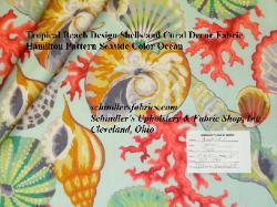 premium high end upscale Hamilton Seaside Ocean Tropical Beach Design Shells Coral Decorator Fabric