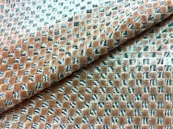 small checks in plush velvet on gray woven ground