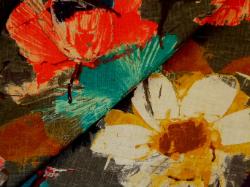 High End Linen Blend Floral Pattern Fabric