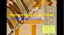 Click for video and image page of Mesoamerican Mexican looking screen print P Kaufmann Fabric Pattern Hola Color Terra