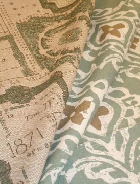 Draped curtain image of Ikat and Script Decorating Coordinates