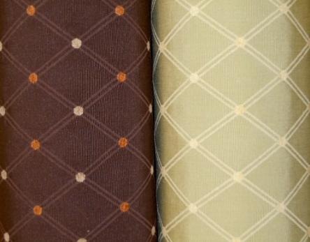 Rolls of Isabella colors Brown or Green Tea for Upholstery, diamond design with chenille accents
